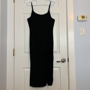 Lulus Black Spaghetti Strap Dress Womens Size Extra Large side slit scrunch fun